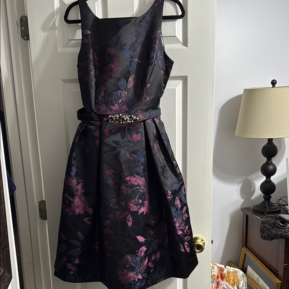 Floral Black and Purple Women’s Cocktail Dress